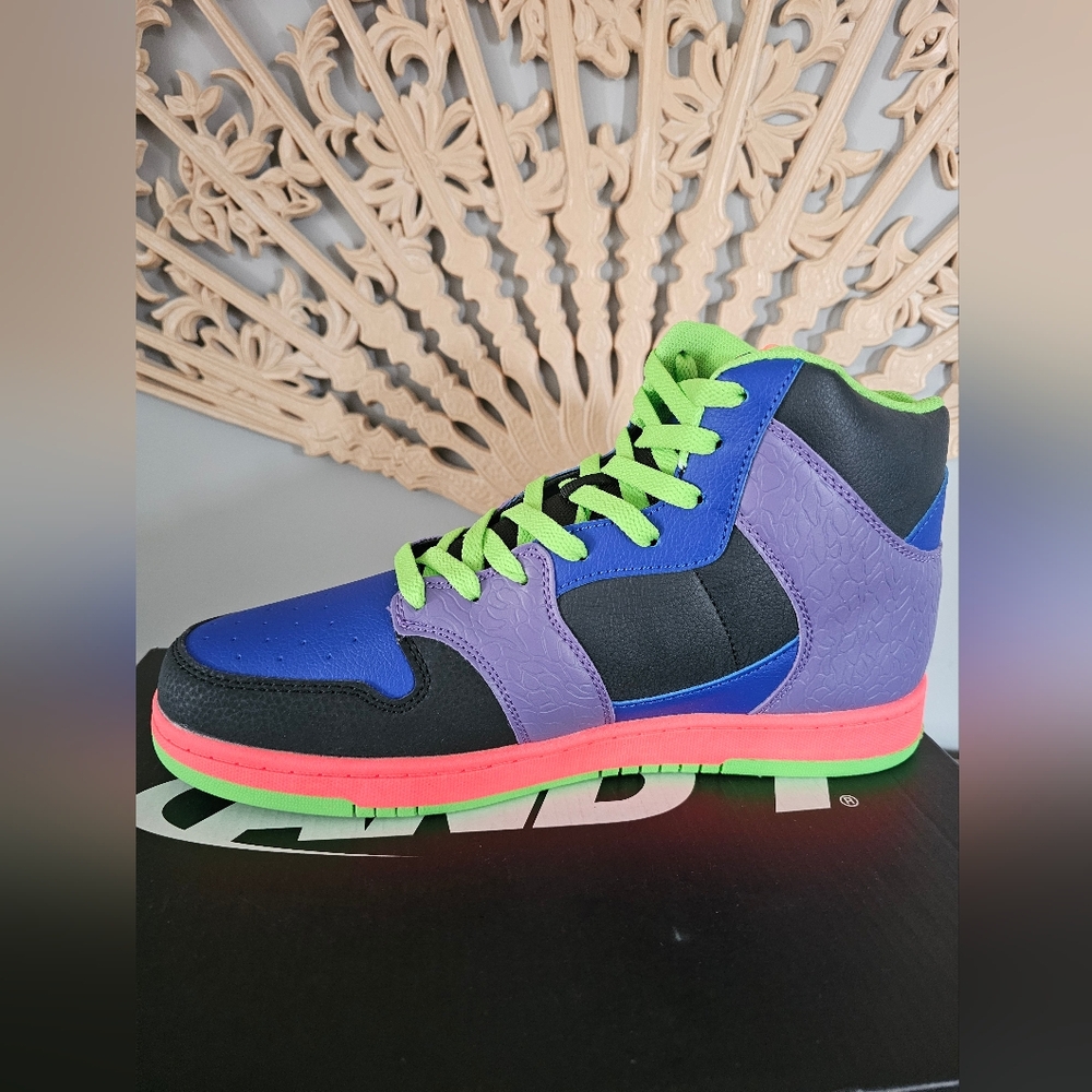 NIB And1 Vibrant High-Top Festival Colorful Colorblock Sneakers Mens 8.5